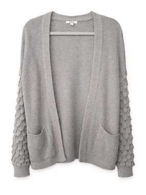 Jodifl Gray Knit Cardigan | Textured Sleeve Detail | Size M